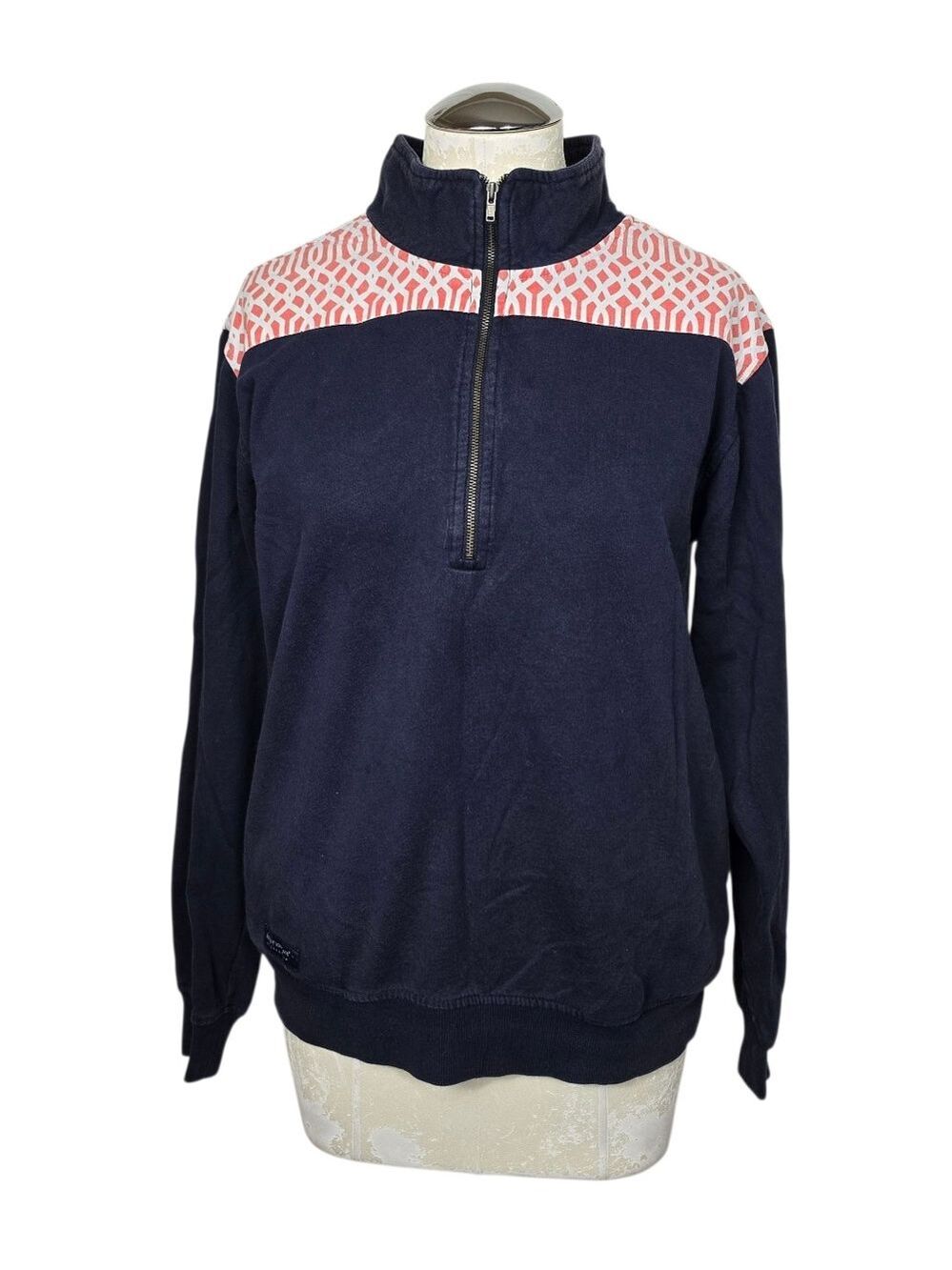 Simply Southern Half Zip Sweater S Blue White Pink